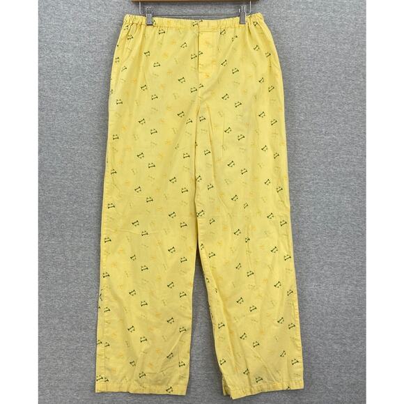 Vintage Intimate Classics Sleepwear Pants Womens Large Yellow Frogs Lounge PJ - Picture 1 of 12